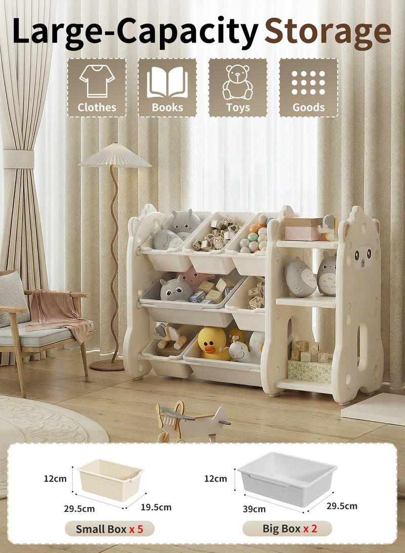 HomKawt Children Toy Storage Organizer with Large Capacity Bins, Kids Toy Storage Rack with 45° Tilt Boxes, Toy Box Organizer Cabinet for Bedroom, Playroom & Nursery - Image 4